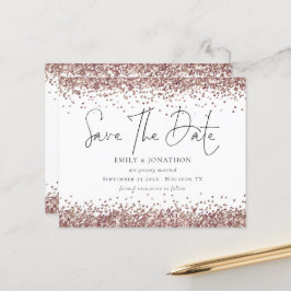 Budget Rose Guld Glitter QR-kod Bröllop Spara Datu