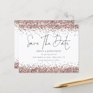 Budget Rose Guld Glitter QR-kod Bröllop Spara Datu
