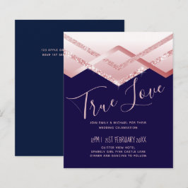 Budget Roséguld Art Deco Folie-utseende Navy Bröll