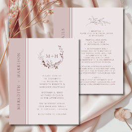 Budget Roséguld Bröllopsinbjudan med Monogram