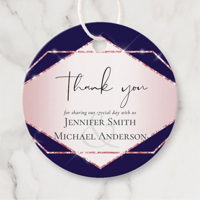 Budget Roséguld Folie Utseende Geometrisk Bröllop Gåvor Etiketter (Framsida)