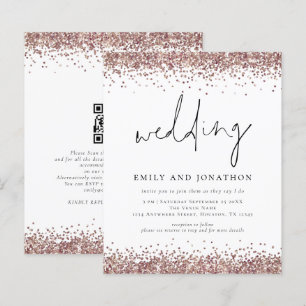 Budget Roséguld Glitter QR Informell Bröllopsklänn