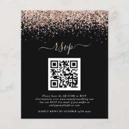 Budget Roséguld Glitter QR Svart Bröllop RSVP