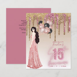Budget Roséguld Glitter Quinceanera Brunett