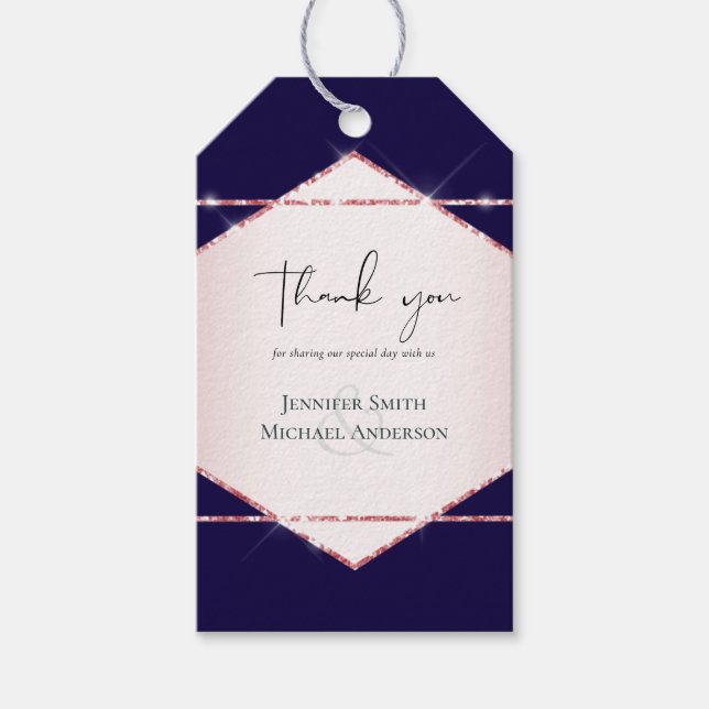 Budget Roséguld Glitterfolie Utseende Bröllop Presentetikett (Framsidan)