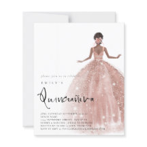 Budget Roséguld Klänning Mörkt Hår QR Quinceañera