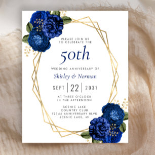 Budget Royal Blue Blommig Guld Geo 50-årsjubileum