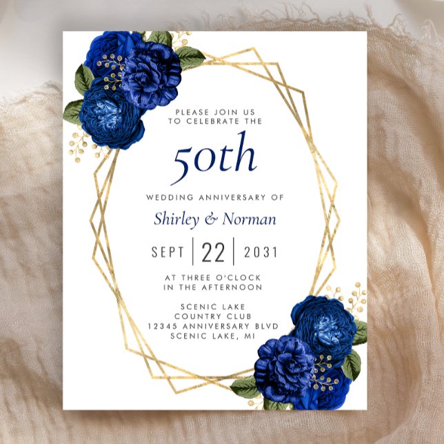 Budget Royal Blue Blommig Guld Geo 50-årsjubileum (Skapare uppladdad)