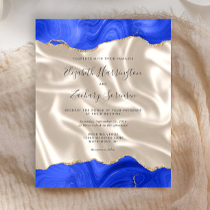Budget Royal Blue Guld Agate Ivory Silke Bröllop