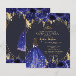 Budget Royal Blue Princess Quinceañera-inbjudan