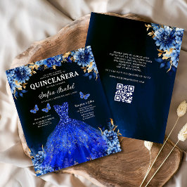 Budget Royal Blue QR-kod Prinsessa Quinceanera Flygblad