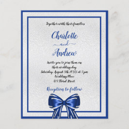 Budget royal Blue silver bovin bröllopsinbjudan