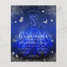 Budget Royal Blue Silverklänning Quinceanera Inbju