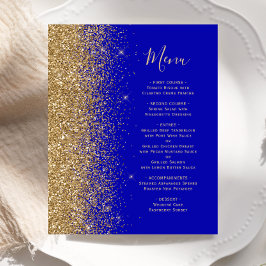 Budget Royalblå Guld Glitter Bröllopsmeny