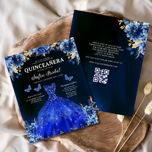 Budget Royalblå QR-kod Prinsessa Quinceanera