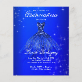 Budget Royalblå Quinceanera-inbjudan
