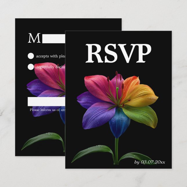 🌈 Budget RSVP Technicolor Kärlek  OSA Kort (Fram/baksida)