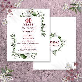 Budget Ruby 40:e Bröllop-årsdagen Blommigt Inbjuda