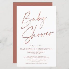 Budget Rust Terracotta Simple Script Baby Shower