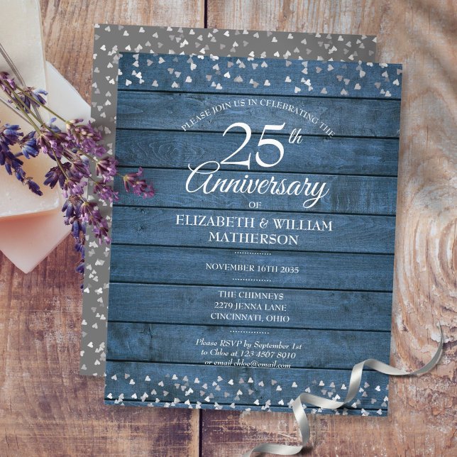 Budget Rustic 25-årsjubileum Hjärtlig inbjudan (Skapare uppladdad)