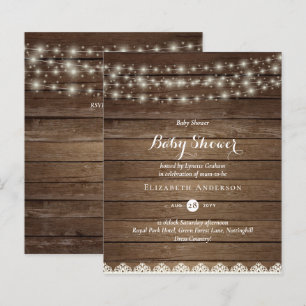 BUDGET Rustic Baby Shower Inbjudan-meddelande
