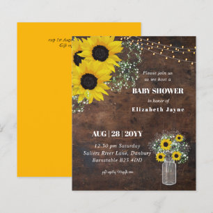 BUDGET Rustic Baby Shower Sunblommor Inbjudan