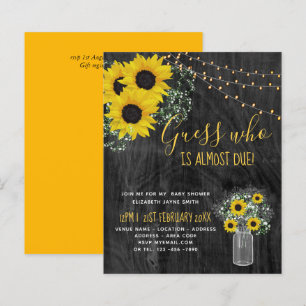 BUDGET Rustic Baby Shower Sunblommor Inbjudan