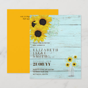 BUDGET Rustic Baby Shower Sunblommor Inbjudan