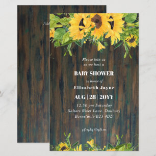 BUDGET Rustic Baby Shower Sunblommor Inbjudan