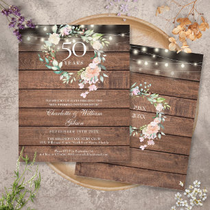 Budget Rustic Blommigt 50-årsinbjudan