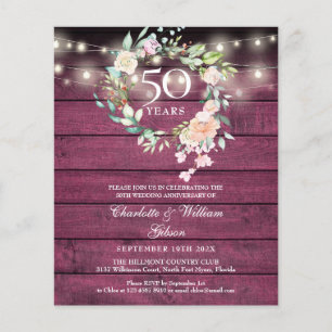Budget Rustic Blommigt 50-årsjubileum Foto Inbjuda