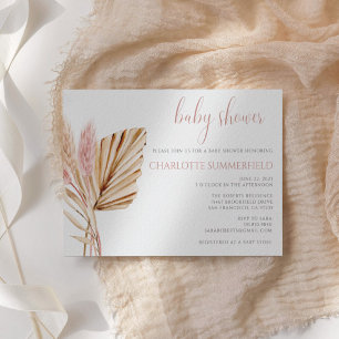 Budget Rustic Boho Blommigt Pampas Grass Baby Show Inbjudningar