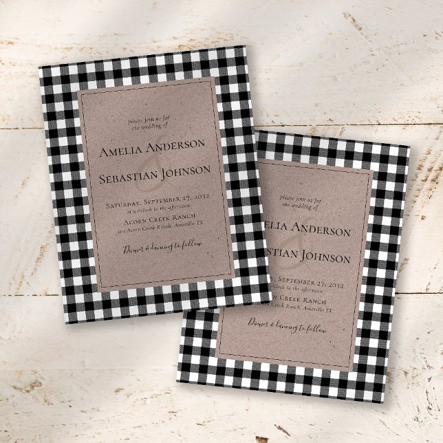 BUDGET Rustic Buffalo Plaid Wedding Invitation (Skapare uppladdad)
