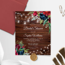 Budget Rustic Burgundy Inbjudningskort för möhippa