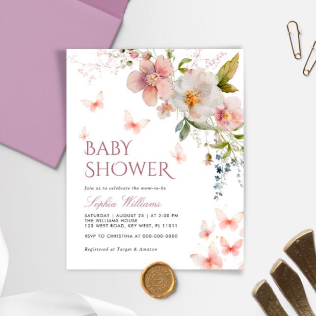 Budget Rustic Butterflies Baby Shower-inbjudan (Skapare uppladdad)