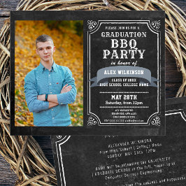 BUDGET Rustic Chalkboard Backyard BBQ Party Grad Flygblad