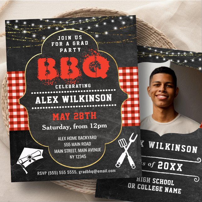 BUDGET Rustic Chalkboard BQ Party Grad-inbjudan (Skapare uppladdad)
