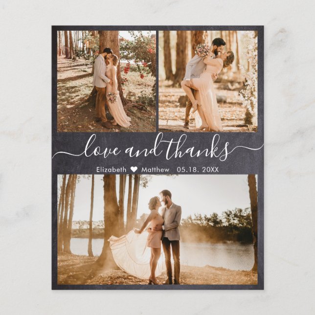 Budget Rustic Collage Bröllop Tack Papper (Framsida)