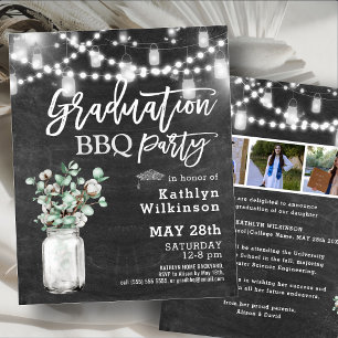 BUDGET Rustic Eucalyptus Photo GRAD BBQ-inbjudan
