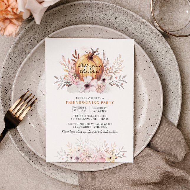 Budget Rustic Friendsgiving Blommigt Fall Pumpkin (Skapare uppladdad)