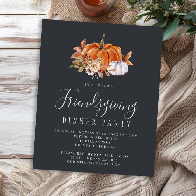 Budget rustic Friendsgiving middagsinbjudan (Skapare uppladdad)