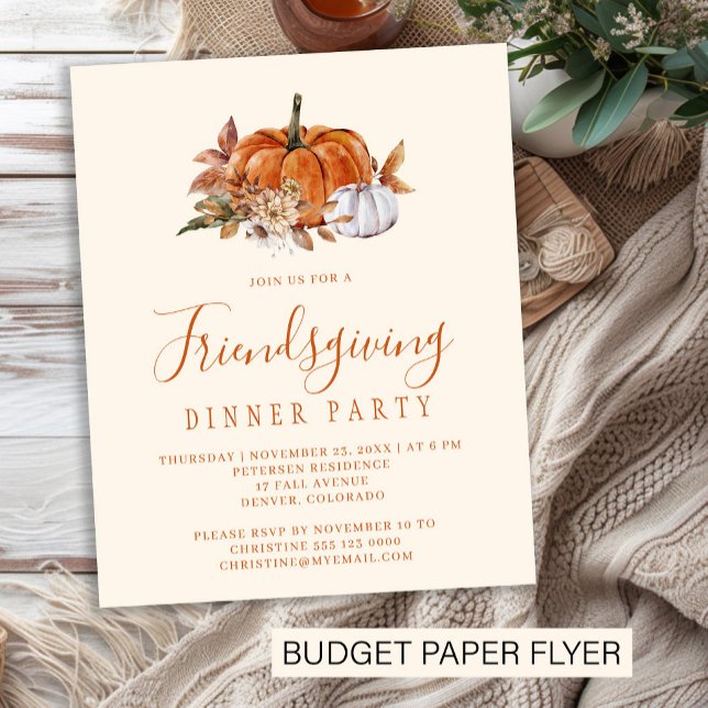 Budget rustic Friendsgiving middagsinbjudan Flygblad (Skapare uppladdad)