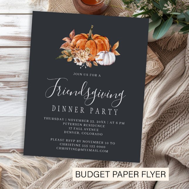 Budget rustic Friendsgiving middagsinbjudan Flygblad (Skapare uppladdad)
