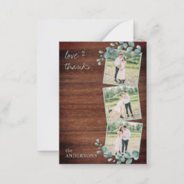 Budget Rustic Greenery Photo Bröllop Tack Anteckningskort