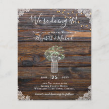 BUDGET Rustic Gypsophila Ljus Mason Burk Inbjudan