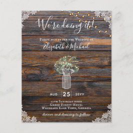 BUDGET Rustic Gypsophila Ljus Mason Burk Inbjudan