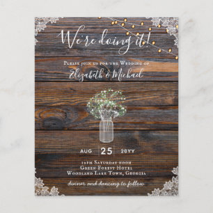 BUDGET Rustic Gypsophila Ljus Mason Burk Inbjudan