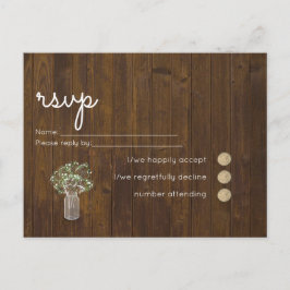 Budget Rustic Gypsophila Mason Burk Bröllop OSA Inbjudan Vykort
