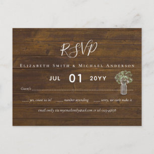 Budget Rustic Gypsophila Mason Burk Bröllop OSA Vykort