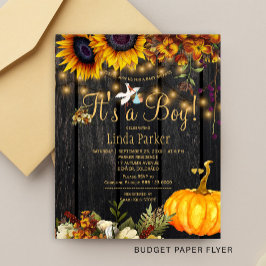 Budget rustic höst baby boy shower inbjudan flygblad